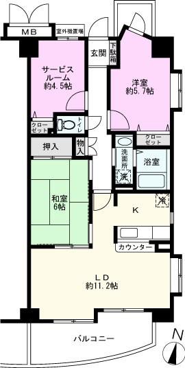 サンテレスIM(2SLDK/5階)の間取り写真