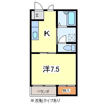 アベニール(1K/1階)の間取り写真