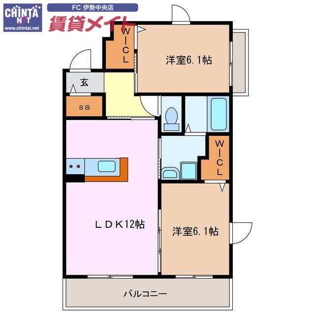 プランタン ユイット(2LDK/1階)の間取り写真