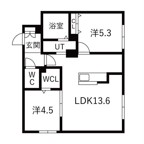 LUXIA NANGO(2LDK/1階)の間取り写真