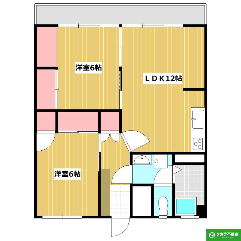 マンションパームイン(2LDK/4階)の間取り写真