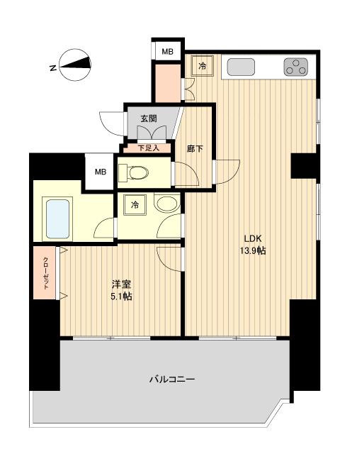 ラクラス新御徒町(1LDK/10階)の間取り写真