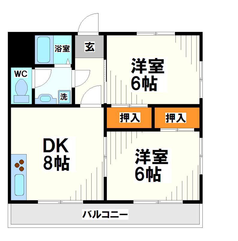 栄和第一コーポ(2LDK/1階)の間取り写真