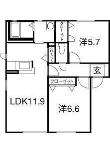 カーサラフィネA(2LDK/2階)の間取り写真