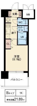 プレサンス神崎川ファインブレス(1K/2階)の間取り写真