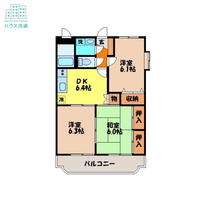 柳原マンション I(3DK/2階)の間取り写真