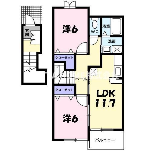 ミニョンストリートI(2LDK/2階)の間取り写真