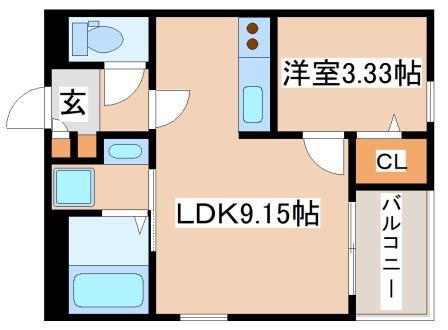 REGALEST KARUMO サウス(1LDK/3階)の間取り写真