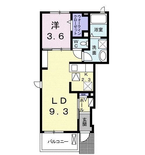 ヴィラ メイプル(1LDK/1階)の間取り写真