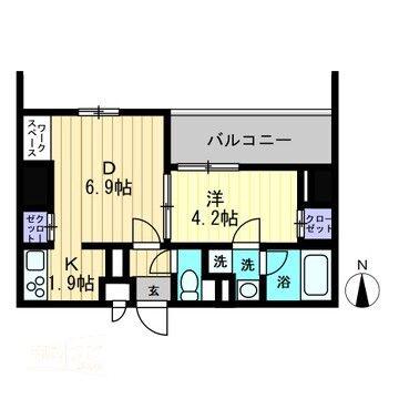 リアライズ瓦町(1DK/9階)の間取り写真