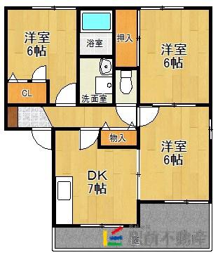 ディアス A棟(3DK/1階)の間取り写真