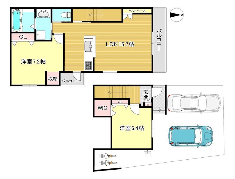 HEBEL MAISON 紫野(2LDK/1階)の間取り写真