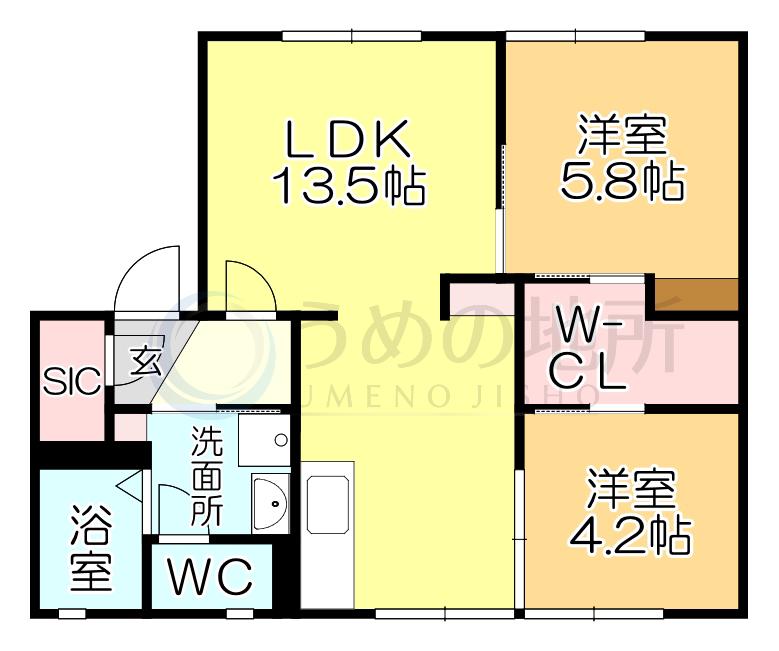 ディアスK(2LDK/1階)の間取り写真