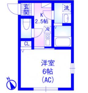 ブリエール保土ヶ谷(1K/1階)の間取り写真