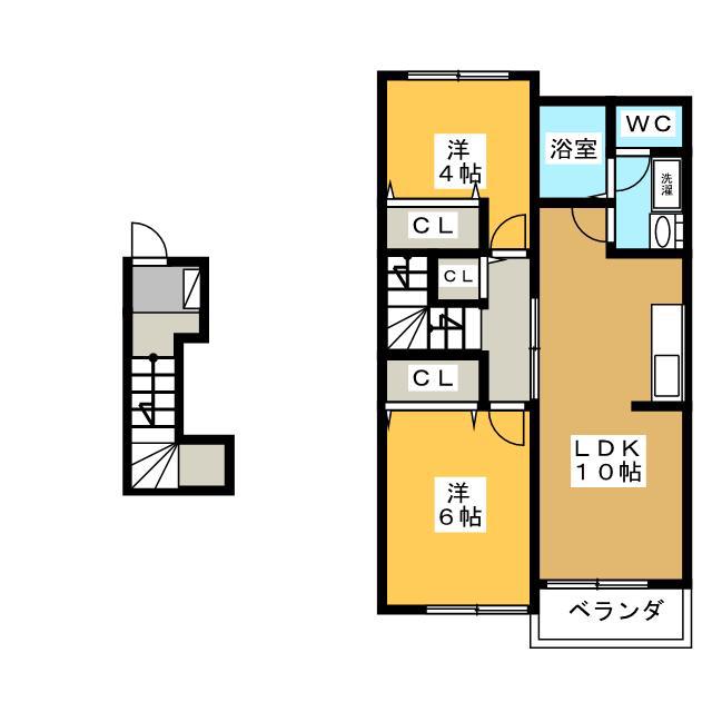 エステート若宮(2LDK/2階)の間取り写真