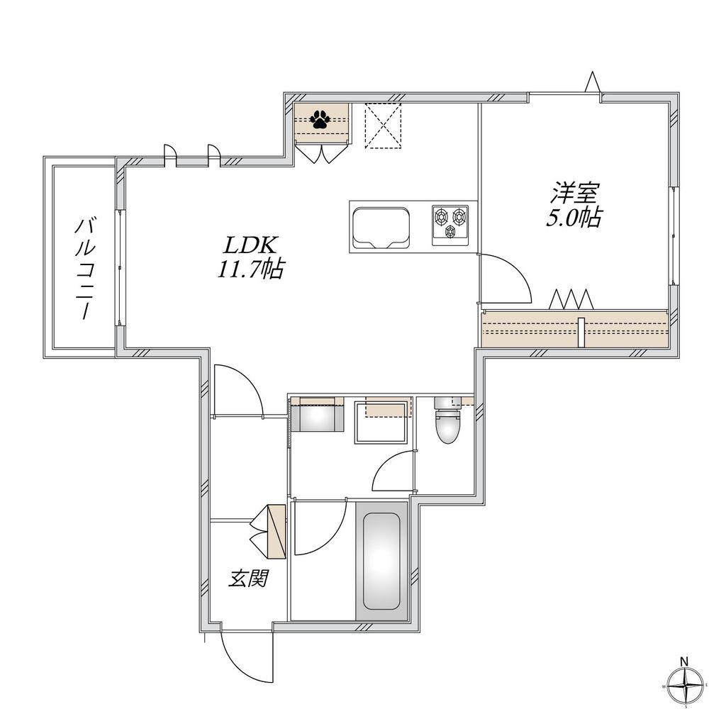 ラ・ヴィータ(1LDK/3階)の間取り写真
