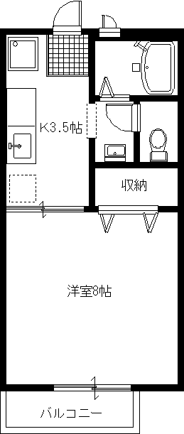 エクセルメゾン多賀城(1K/1階)の間取り写真