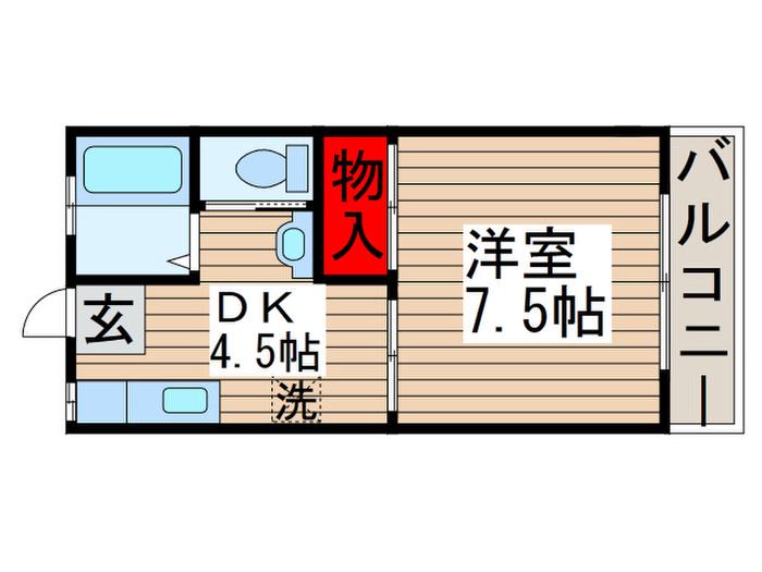 ハイツカワードIII(1DK/2階)の間取り写真
