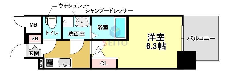 CREST TAPP 庄内(1K/6階)の間取り写真