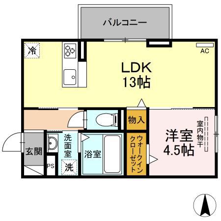 フェリス住吉(1LDK/2階)の間取り写真
