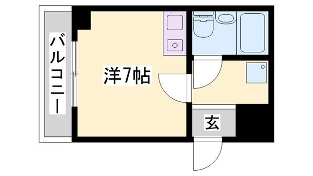 朝日プラザサウスコア姫路(ワンルーム/6階)の間取り写真