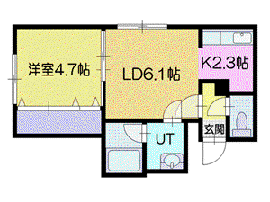 ブランシュ・ネージュ・アン(1LDK/2階)の間取り写真
