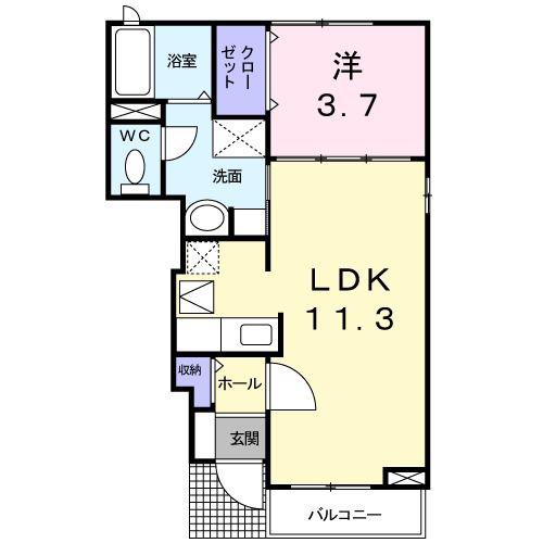 ミッテ・ソレイユII(1LDK/1階)の間取り写真