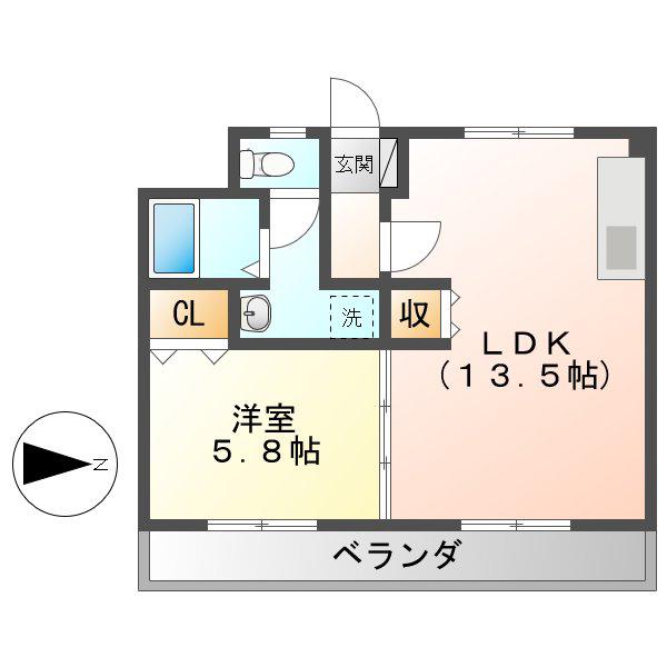 サンコーポ八代(1LDK/2階)の間取り写真