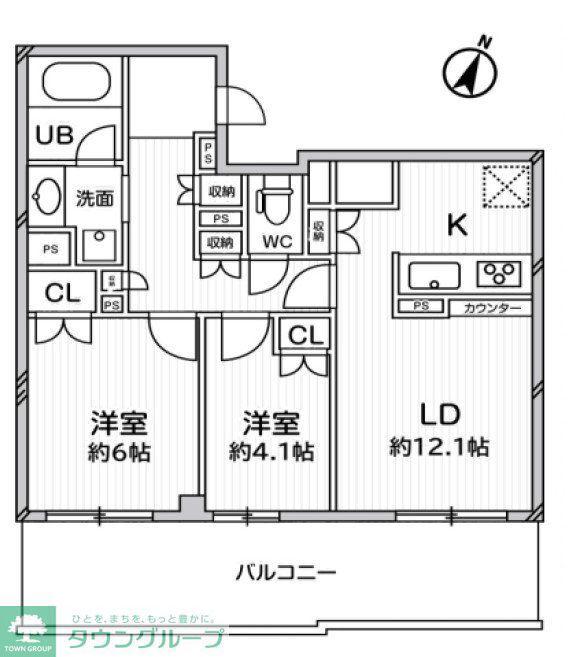 ドゥーエ大宮(2LDK/2階)の間取り写真