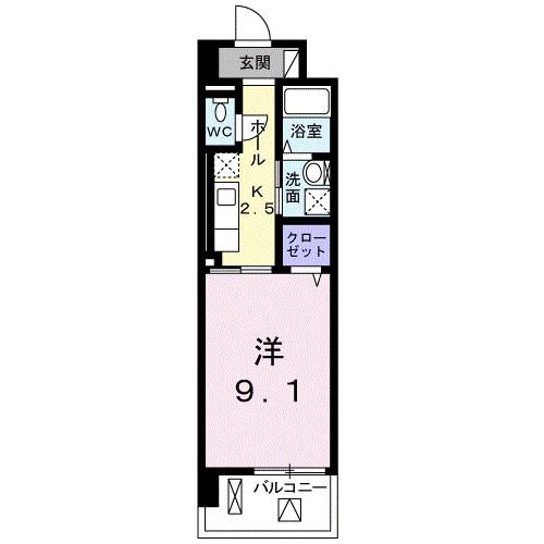 BROTE湘南(1K/3階)の間取り写真