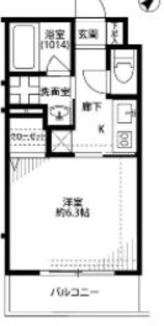 プレールドゥーク下井草 (1K/2階)の間取り写真