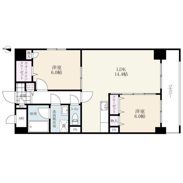 SOPHIA21堀川(2LDK/2階)の間取り写真