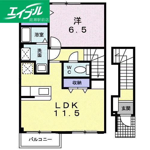 ニルヴァーナ・ビエンネ(1LDK/2階)の間取り写真