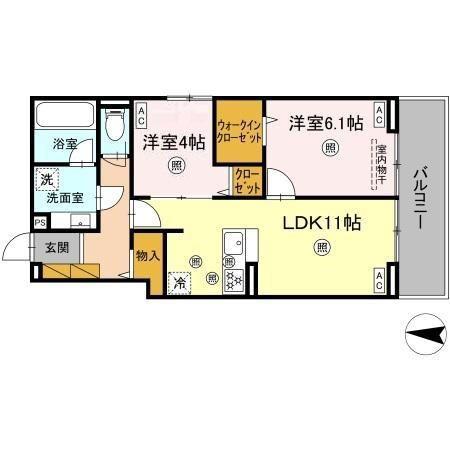 B-KUBUS(2LDK/2階)の間取り写真