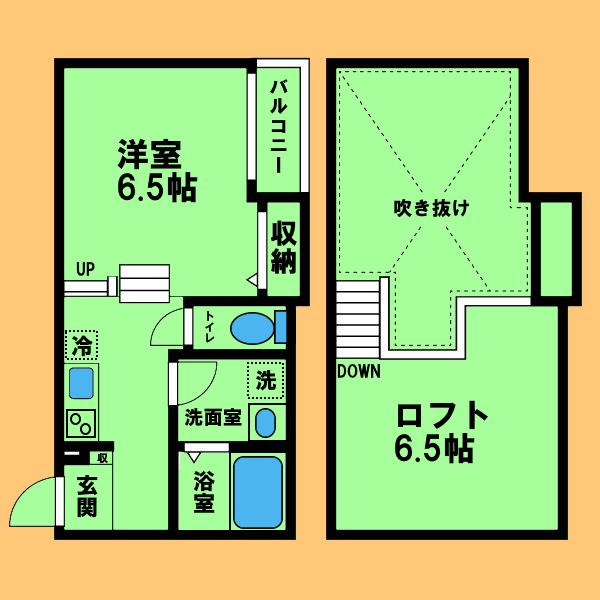 CREO庄内通参番館(1K/2階)の間取り写真