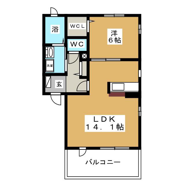 REFISIA(1LDK/1階)の間取り写真