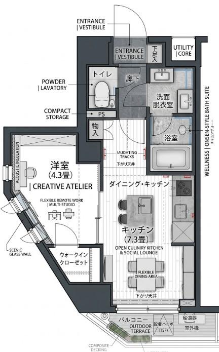 ティモーネグランデ目黒サウス(1DK/2階)の間取り写真