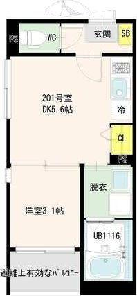 ハーモニーテラス古城(1DK/2階)の間取り写真