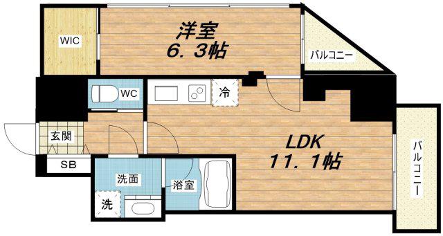 VINOプレジオ本町(1LDK/8階)の間取り写真