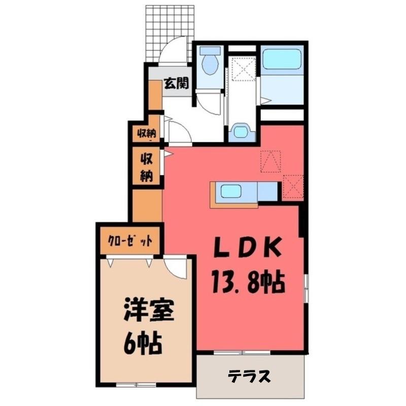 プラシードS(1LDK/1階)の間取り写真