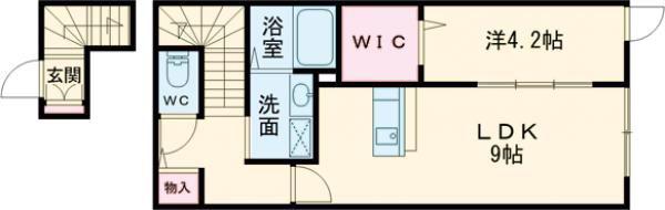 エフエス名取(1LDK/2階)の間取り写真