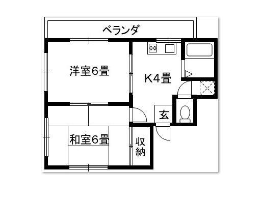 ハイツハセガワ(2DK/2階)の間取り写真