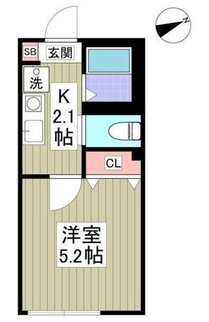 CRECIA平井(1K/3階)の間取り写真