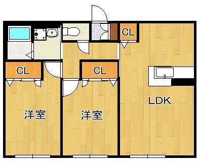 エスポワールKMIIB棟 (2LDK/1階)の間取り写真