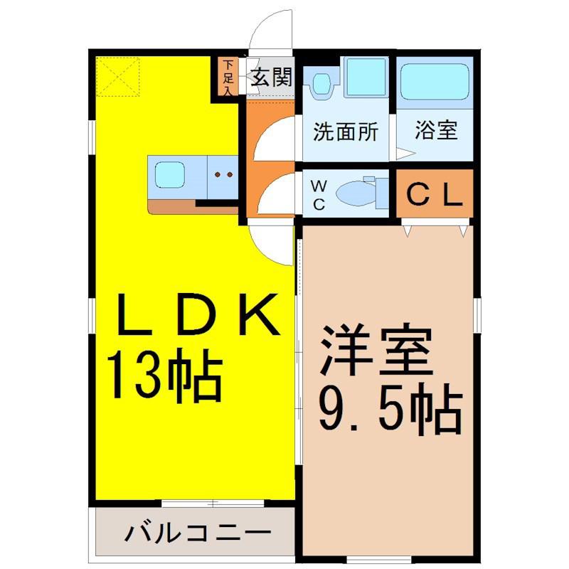 グランレーヴ大曽根II(1LDK/2階)の間取り写真