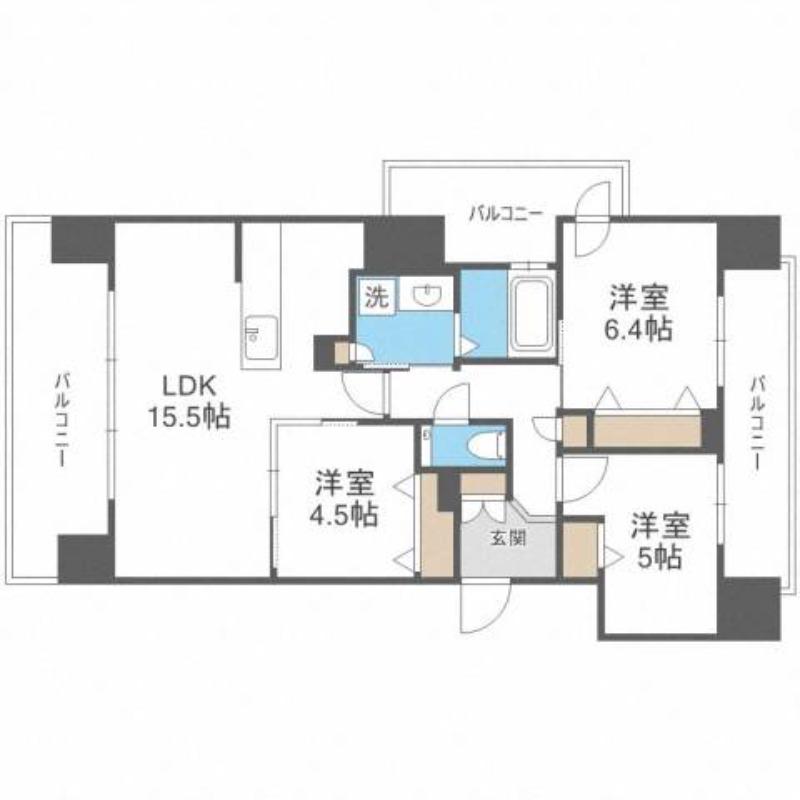 プレミスト札幌ステーション URBAN SEED(3LDK/9階)の間取り写真