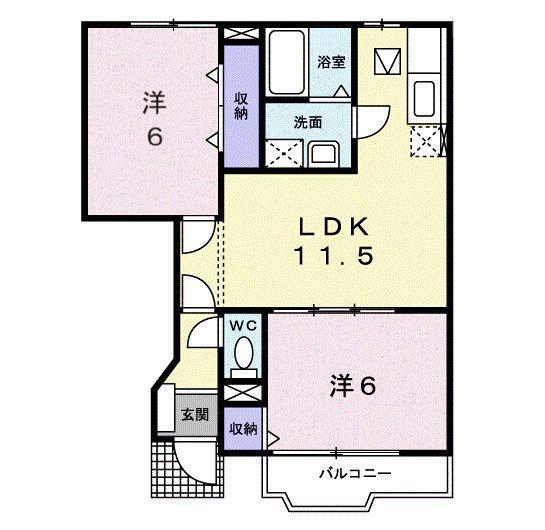 コーポ瀬萩A(2LDK/1階)の間取り写真