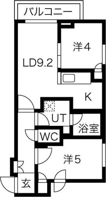 クラッセ札幌シティアクシア・ノーステラス(2LDK/2階)の間取り写真