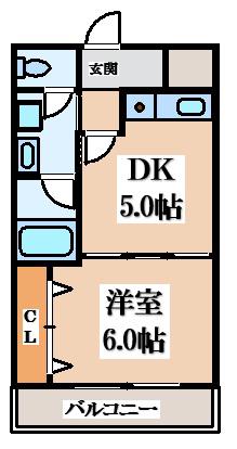 コレクトフォーレ住道(1DK/4階)の間取り写真