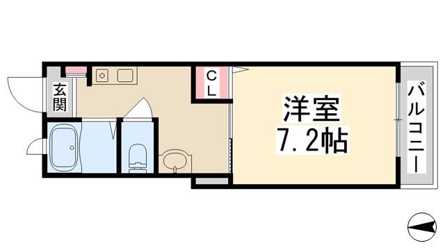 ラフィネ花屋敷(1K/1階)の間取り写真